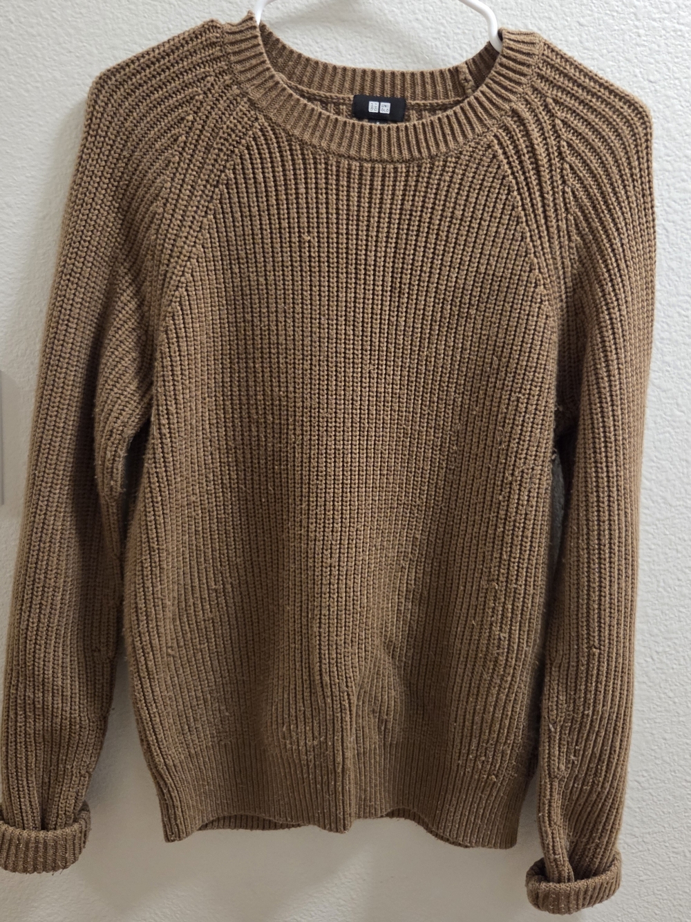 Uniqlo Women's Crewneck Ribbed Sweater - Camel Brown